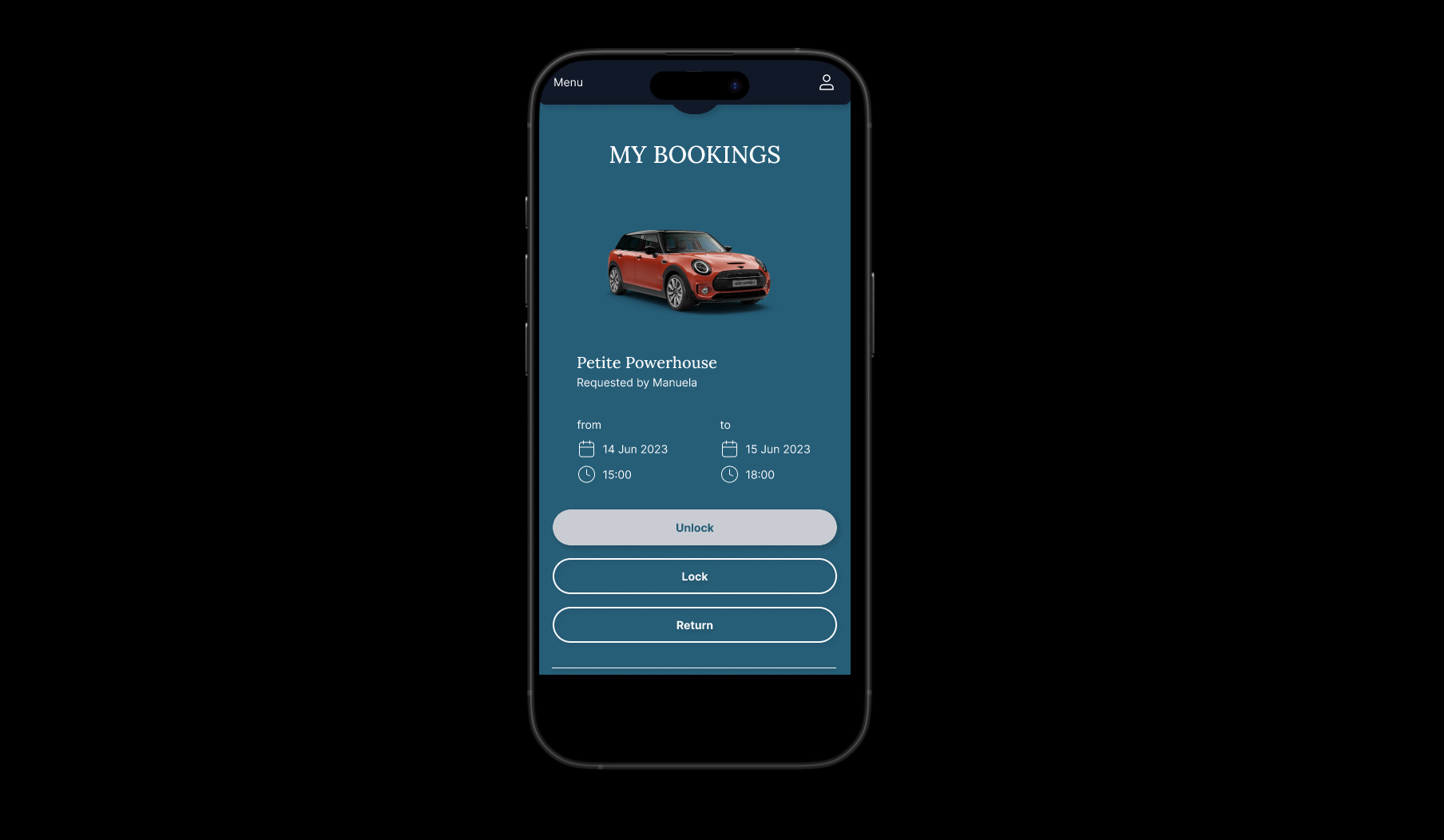 My bookings screen