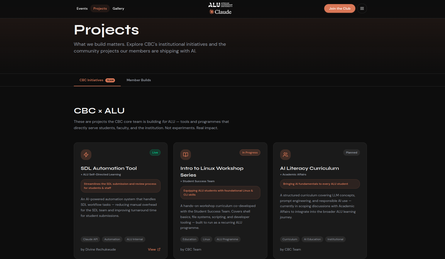 CBC-ALU member builds / projects page